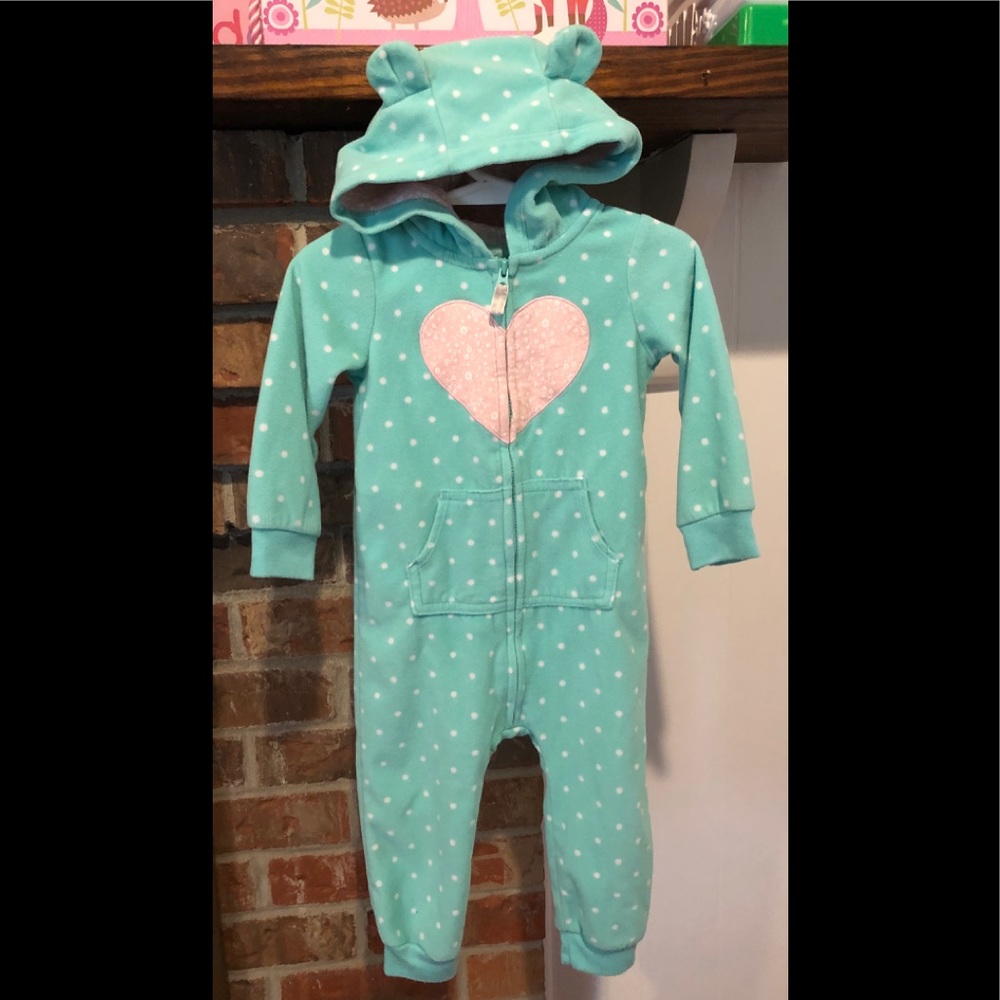 🧸Carter’s 18mth Green Hooded Onesie w/ Bear Ears.